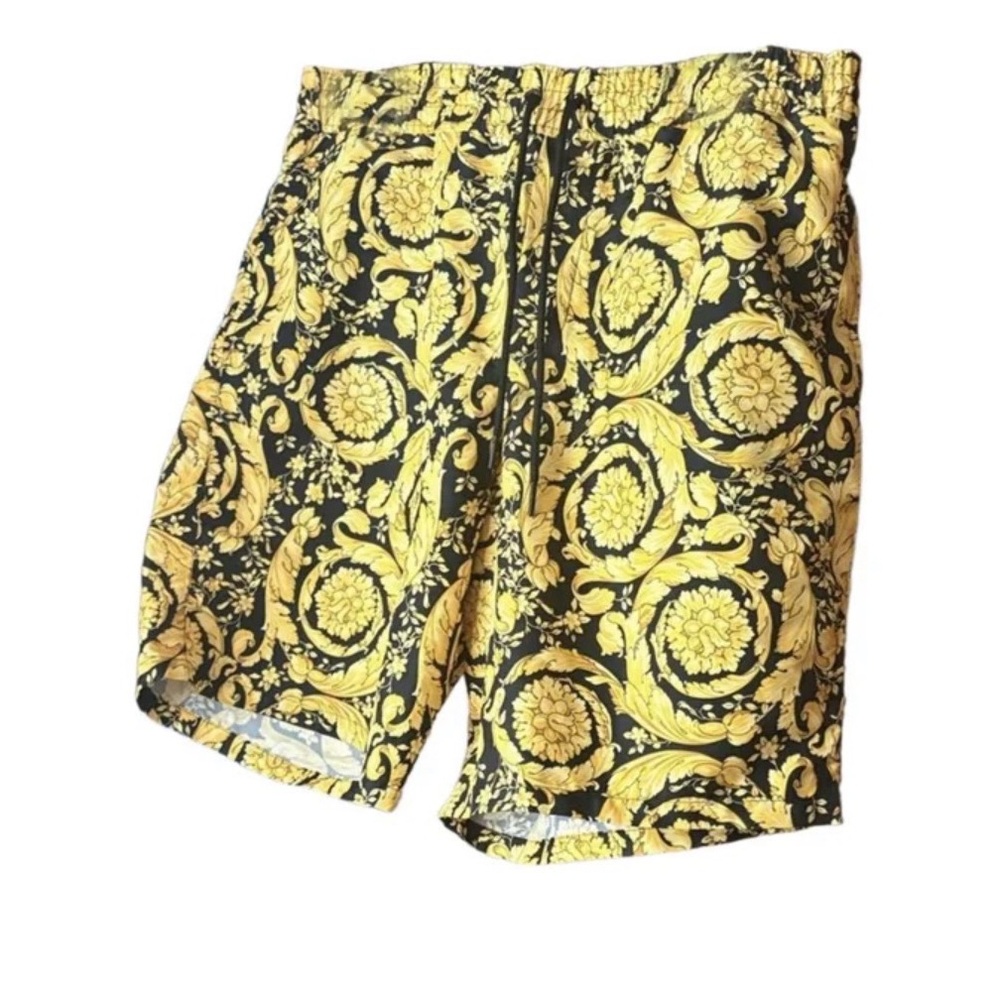 Versace Baroque Yellow and Black Swim Trunks - Picture 3 of 3